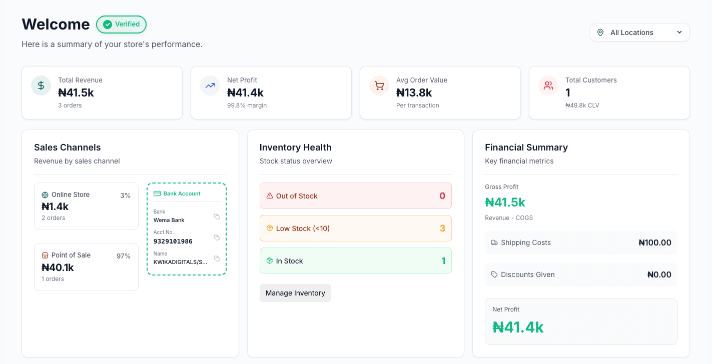 Your storefront, ready in minutes